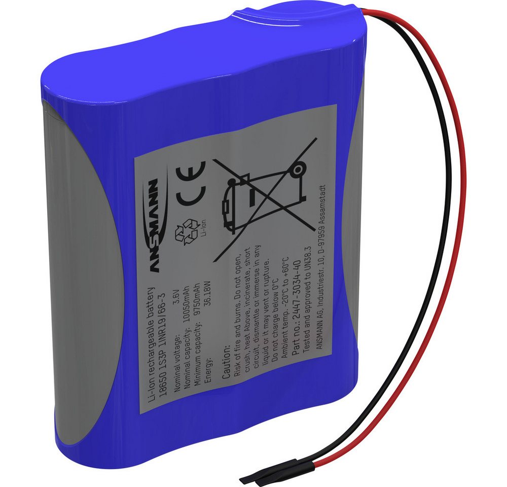 ANSMANN AG Ansmann 1S3P Akkupack 3x 18650 Kabel Li-Ion 3.6 V 10050 mAh Akkupacks 10050 mAh (3.60 V) von ANSMANN AG