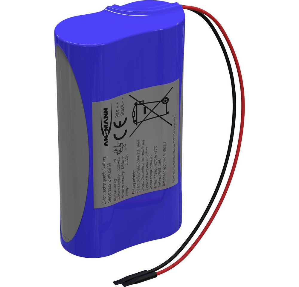 ANSMANN AG Ansmann 2S1P Akkupack 2x 18650 Kabel Li-Ion 7.2 V 3350 mAh Akkupacks 3350 mAh (7.20 V) von ANSMANN AG