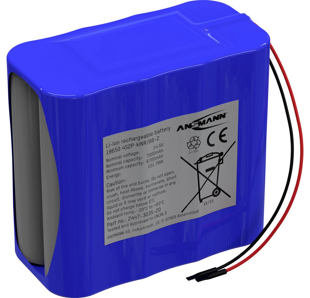 ANSMANN AG Ansmann 4S2P Akkupack 8x 18650 Kabel Li-Ion 14.4 V 7000 mAh Akkupacks 7000 mAh (14.40 V) von ANSMANN AG