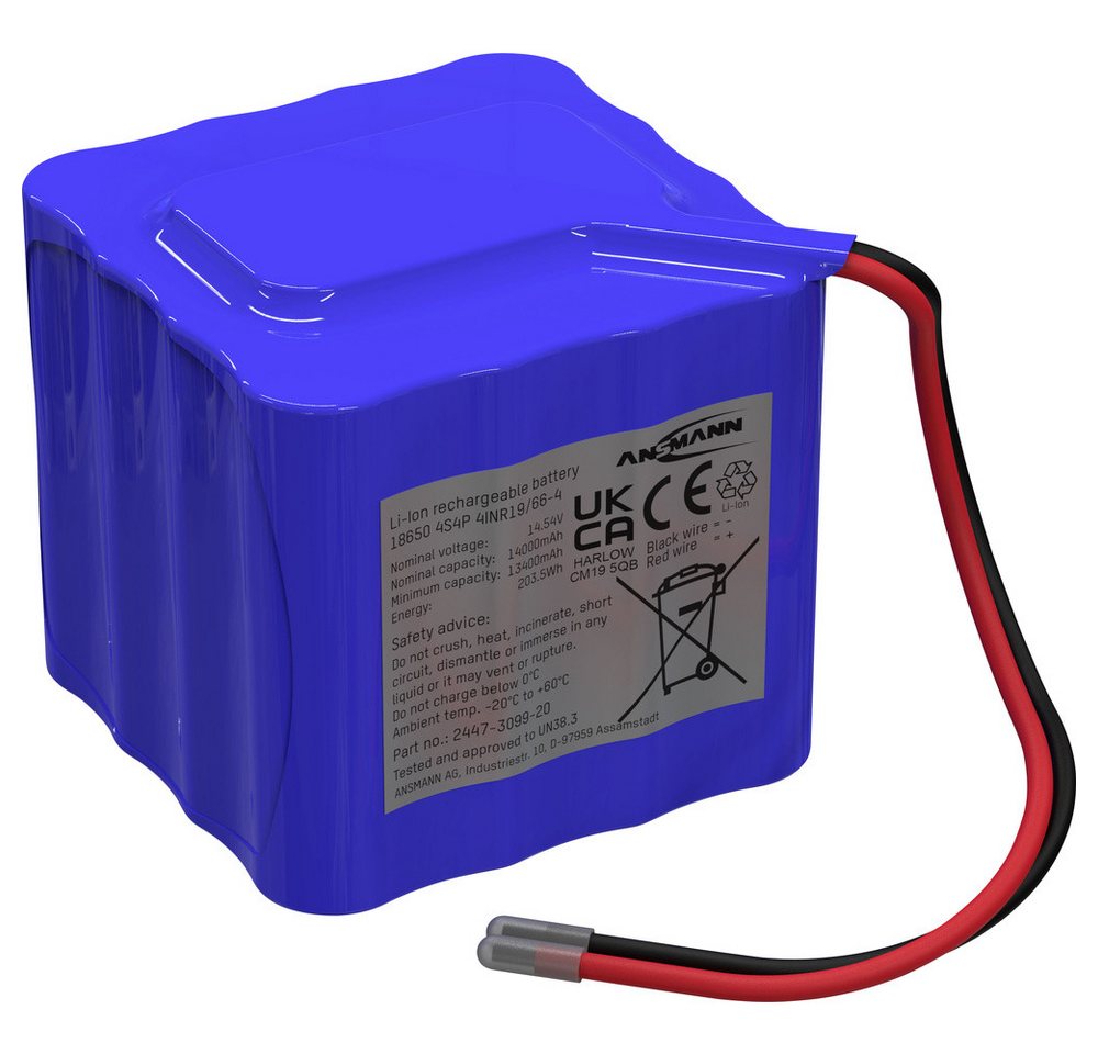 ANSMANN AG Ansmann 4S4P Akkupack 16x 18650 Kabel Li-Ion 14.4 V 14000 mAh Akkupacks 14000 mAh (14.40 V) von ANSMANN AG