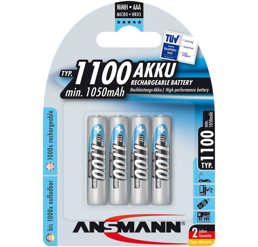 ANSMANN AG Ansmann 5035232 1x4 NiMH Akku 1100 Micro AAA 1050 mAh Akku ANSMANN AG Ansmann 5035232 1x4 NiMH Akku 1100 Micro AAA 1050 mAh Akku von ANSMANN AG