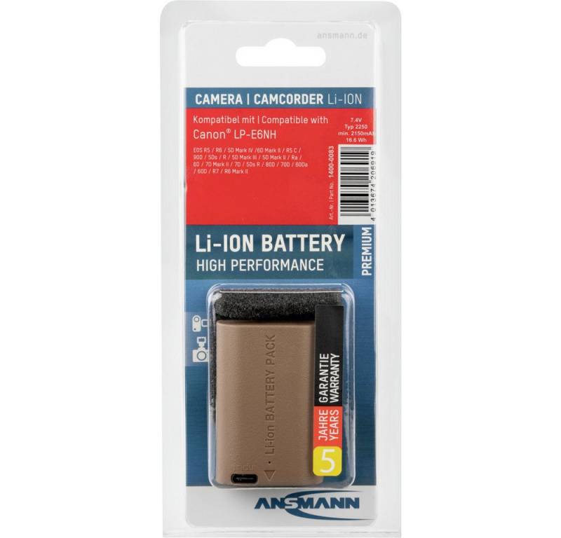 ANSMANN AG Ansmann ANSMANN Kamera-Akku A-Can LPE6 NH Kamera-Akku ersetzt Original Kamera-Akku 2250 mAh (7.40 V) von ANSMANN AG