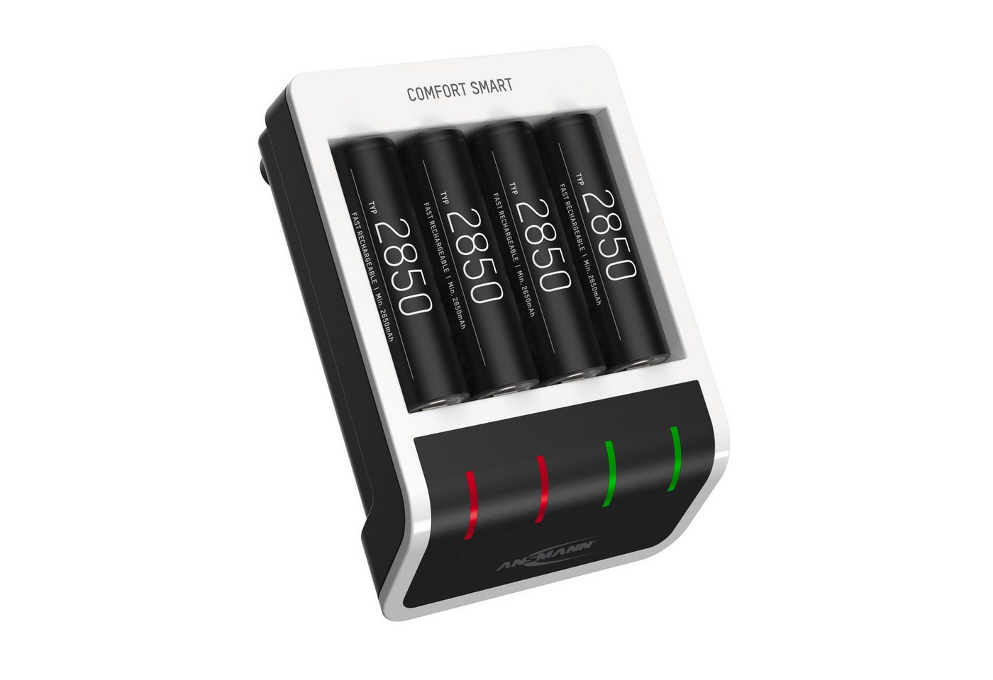 ANSMANN AG Ansmann Akku Ladegerät inkl. 4x AA Akkus 2850mAh, intelligente Ladung Universal-Ladegerät von ANSMANN AG