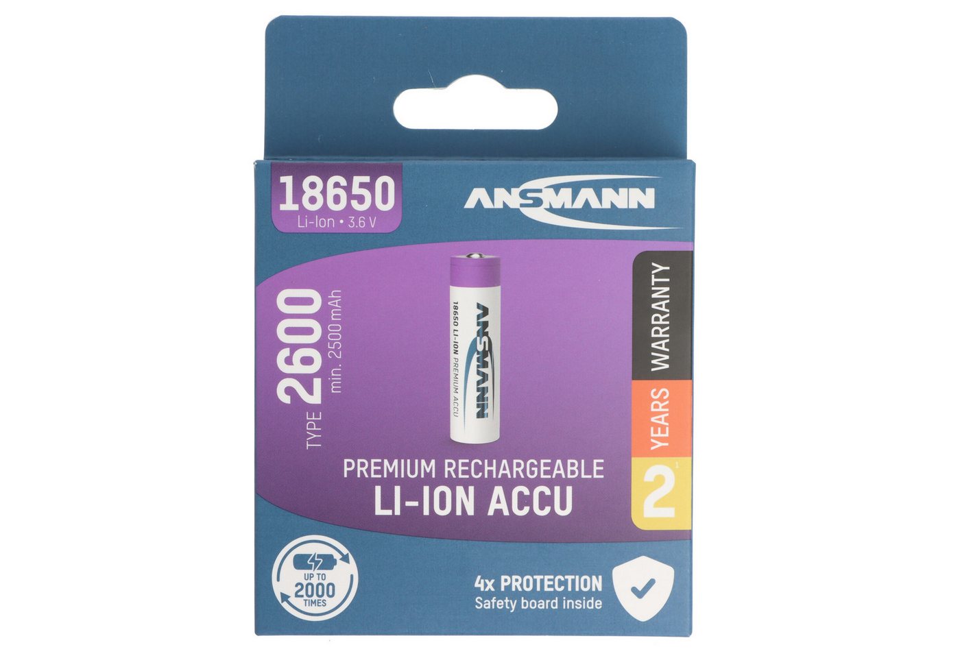 ANSMANN AG Ansmann Li-Ion Akku 18650 Lithium-Ionen Akku 3,6 Volt 2600mAh, 9.36Wh Akku 2600 mAh (3,6 V) von ANSMANN AG