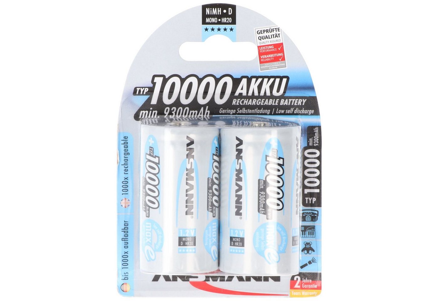 ANSMANN AG Ansmann NiMH-Akku Mono 10000mAh 2er Blister Akku 10000 mAh (1,2 V) von ANSMANN AG