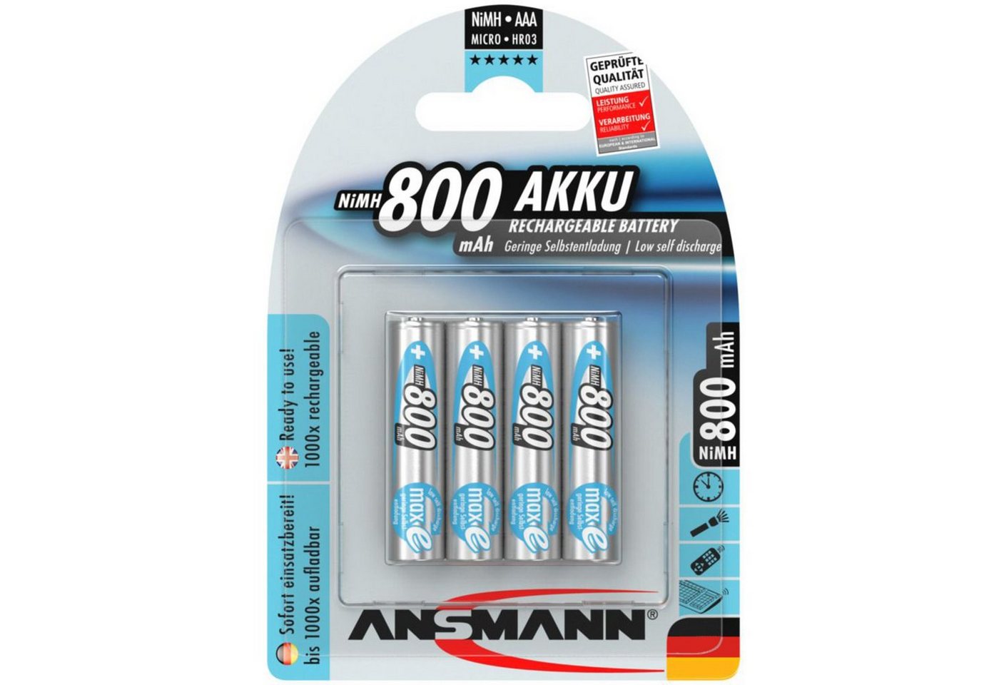 ANSMANN AG Ansmann maxE 800mAh NiMh, Akku Akku (1,2 V V) ANSMANN AG Ansmann maxE 800mAh NiMh, Akku Akku (1,2 V V) von ANSMANN AG