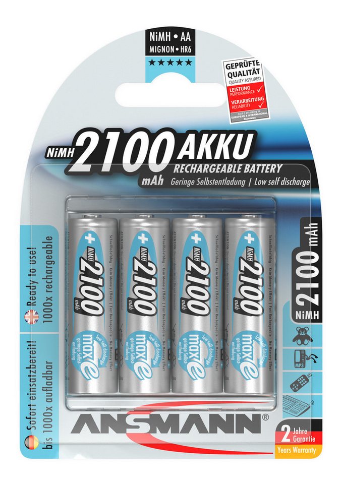 ANSMANN AG Ansmann maxE NiMH-Akku Mignon 2100mAh 4er-Blister Akku 2100 mAh (1,2 V) von ANSMANN AG