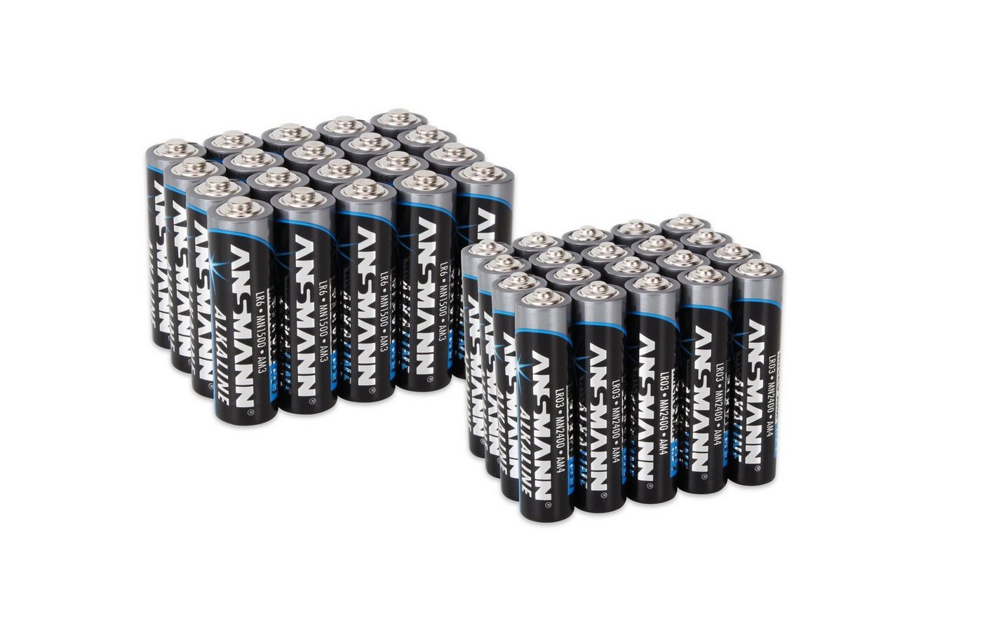 ANSMANN AG Batterie Set Alkaline 20x AA Mignon LR6 + 20x AAA Micro LR03 Vorratspack Batterie von ANSMANN AG