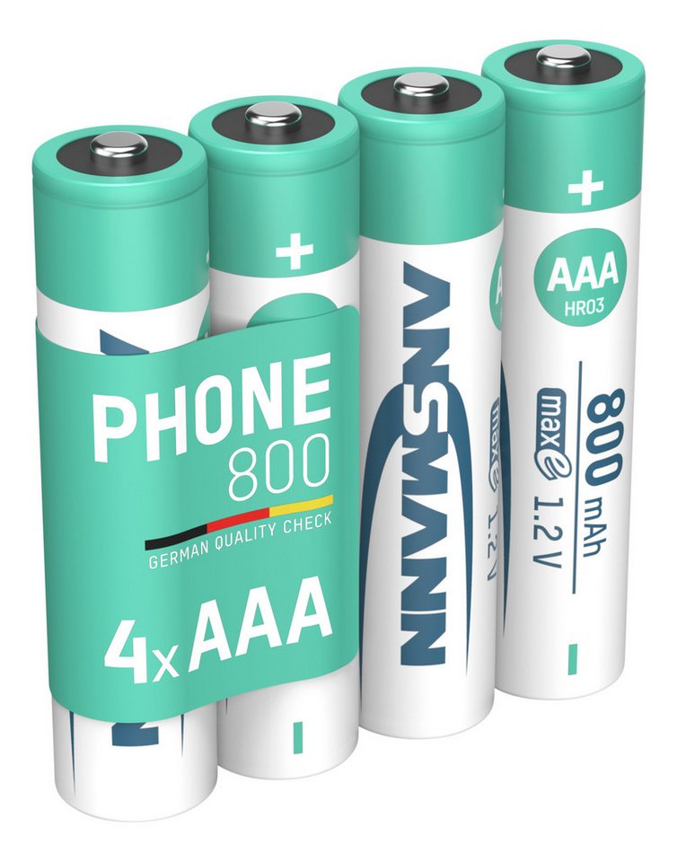 ANSMANN AG Telefon Akku AAA, 4 Stück, 800mAh 1,2V, DECT Akku 800 mAh (1.2 V) von ANSMANN AG