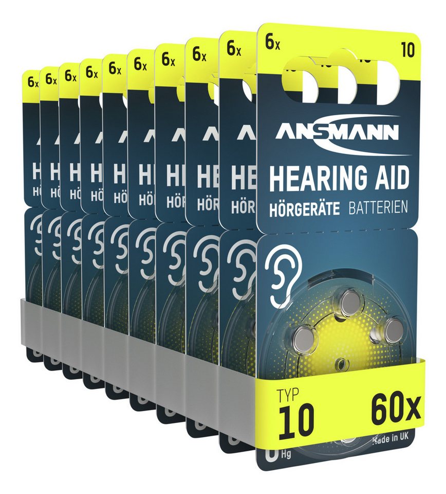 ANSMANN AG Hörgerätebatterien Typ 10 gelb, 60 Stück Knopfzelle von ANSMANN AG