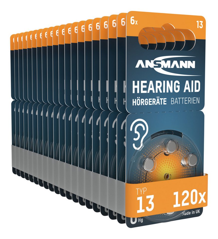 ANSMANN AG Hörgerätebatterien Typ 13 orange, 120 Stück Knopfzelle von ANSMANN AG