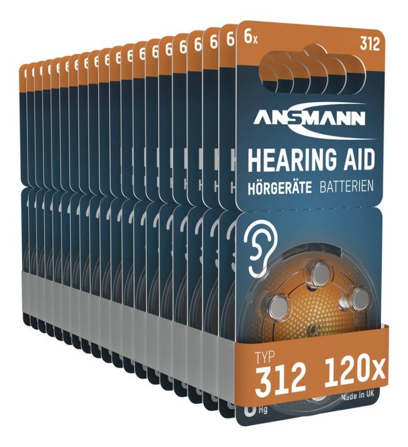 ANSMANN AG Hörgerätebatterien Typ 312 P312 ZL3 PR41, 120 Stück Knopfzelle von ANSMANN AG