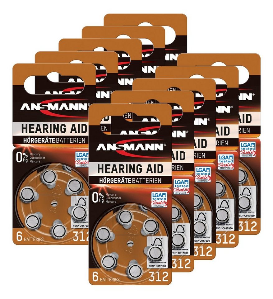ANSMANN AG Hörgerätebatterien Typ 312 braun Zink Luft 1,4V, 60 Stück Knopfzelle ANSMANN AG Hörgerätebatterien Typ 312 braun Zink Luft 1,4V, 60 Stück Knopfzelle von ANSMANN AG