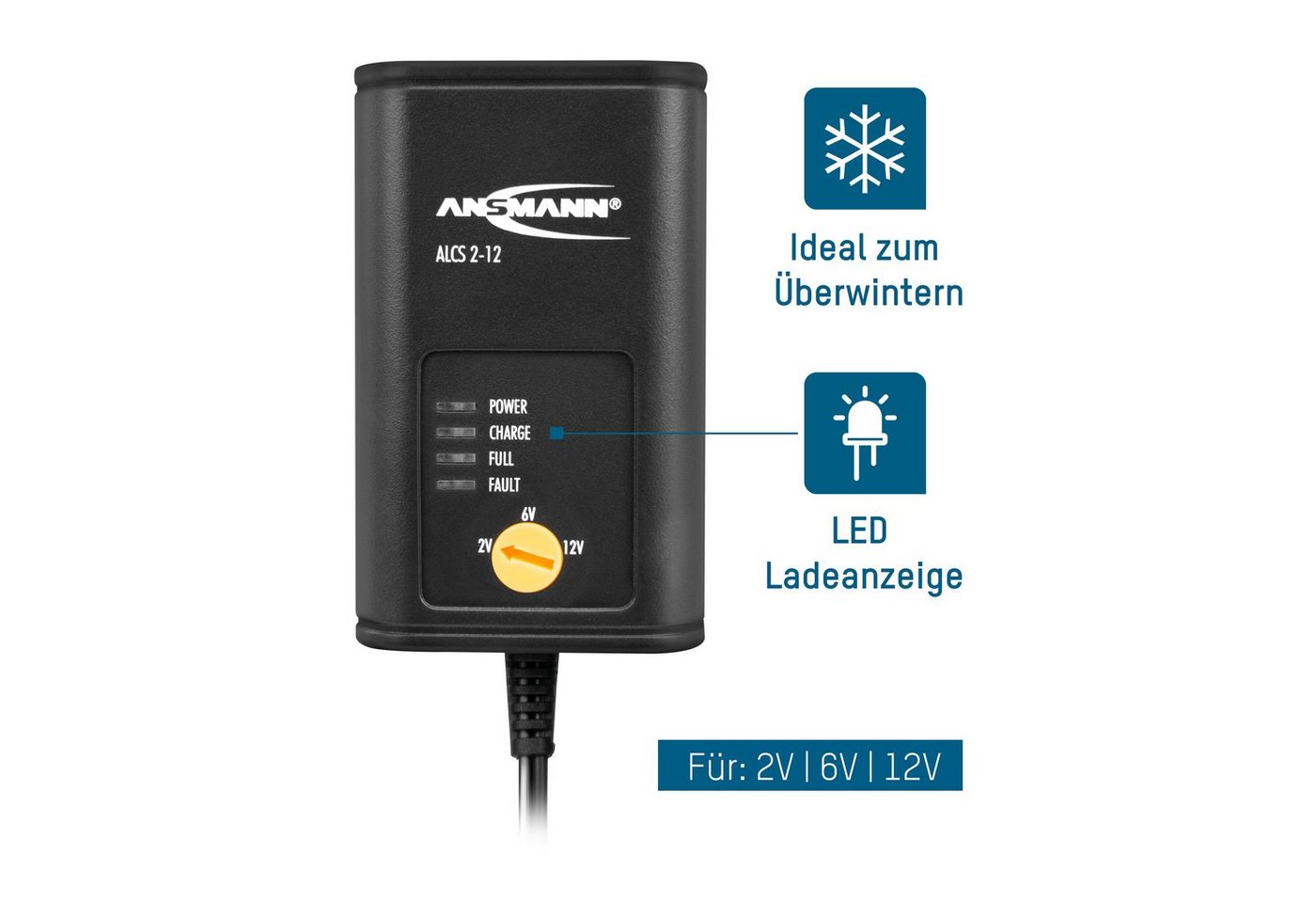 ANSMANN AG KFZ-Ladegerät für 2v/6V/12V Autobatterie - Erhaltungsladung Universal-Ladegerät von ANSMANN AG