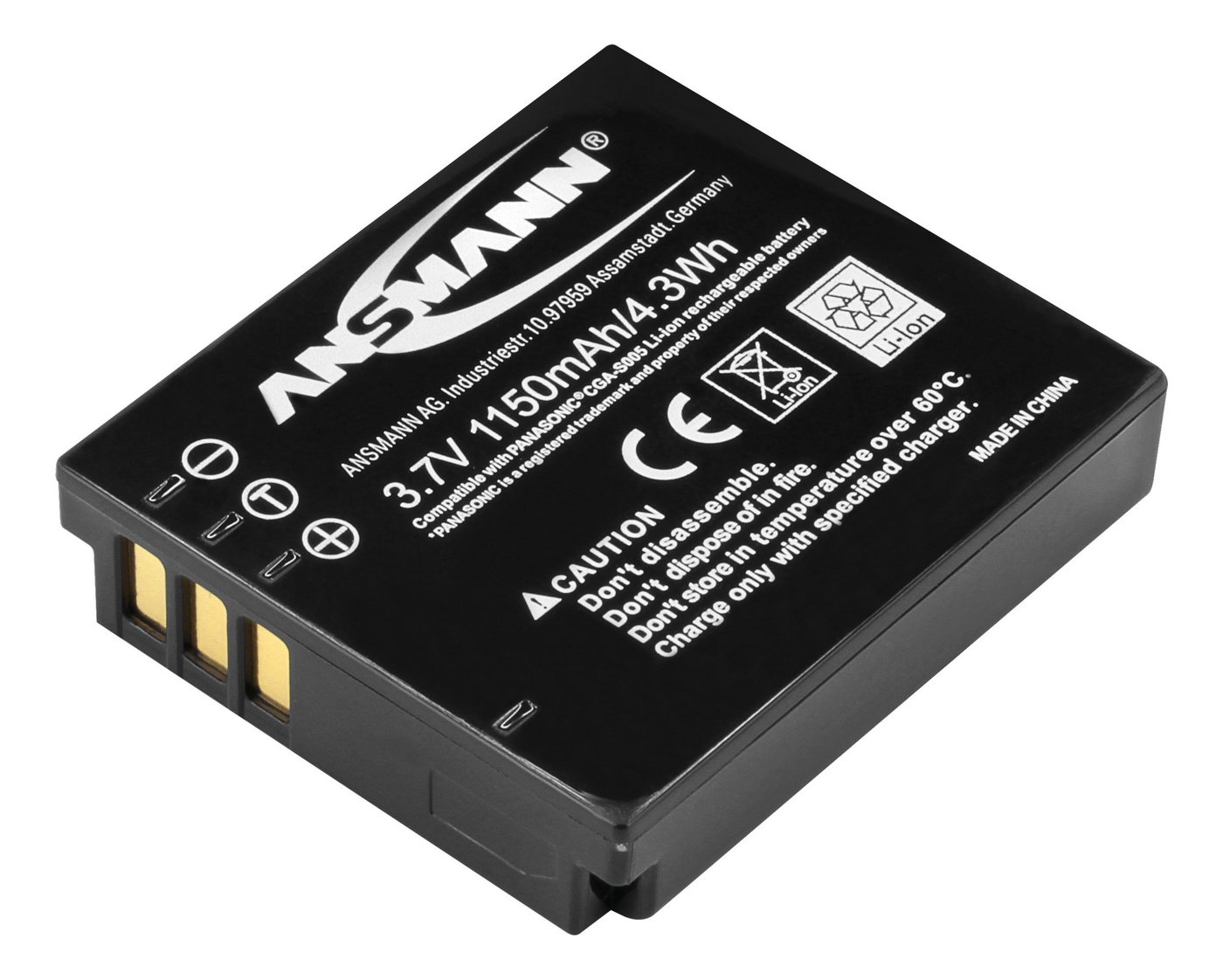 ANSMANN AG Li-Ion Akku A-Pan CGA S005 3,7V, 1020 mAh, Leistungsstarke Batterie Akku 1020 mAh (3.7 V) von ANSMANN AG