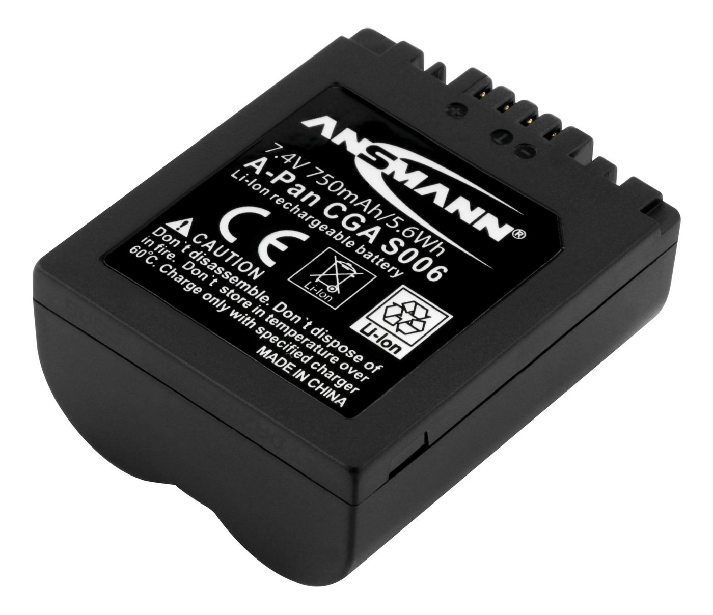 ANSMANN AG Li-Ion Akku A-Pan CGA S006 7,4V Typ 750 mAh, für Digitalkameras uvm. Kamera-Akku 750 mAh (7.4 V) von ANSMANN AG