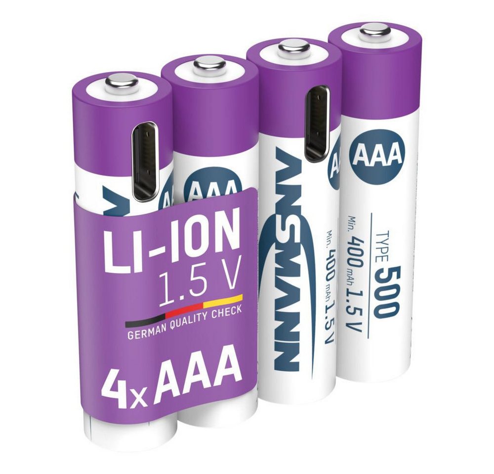 ANSMANN AG Li-Ion Akkus Micro AAA Typ 500 (min. 400 mAh) 4er Karton Akku von ANSMANN AG