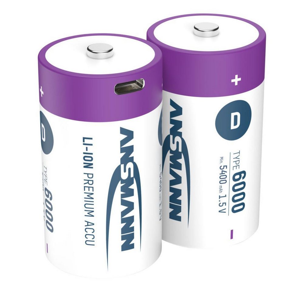 ANSMANN AG Li-Ion Akkus Mono D Typ 6000 (min. 5400 mAh) 2er Karton Akku von ANSMANN AG