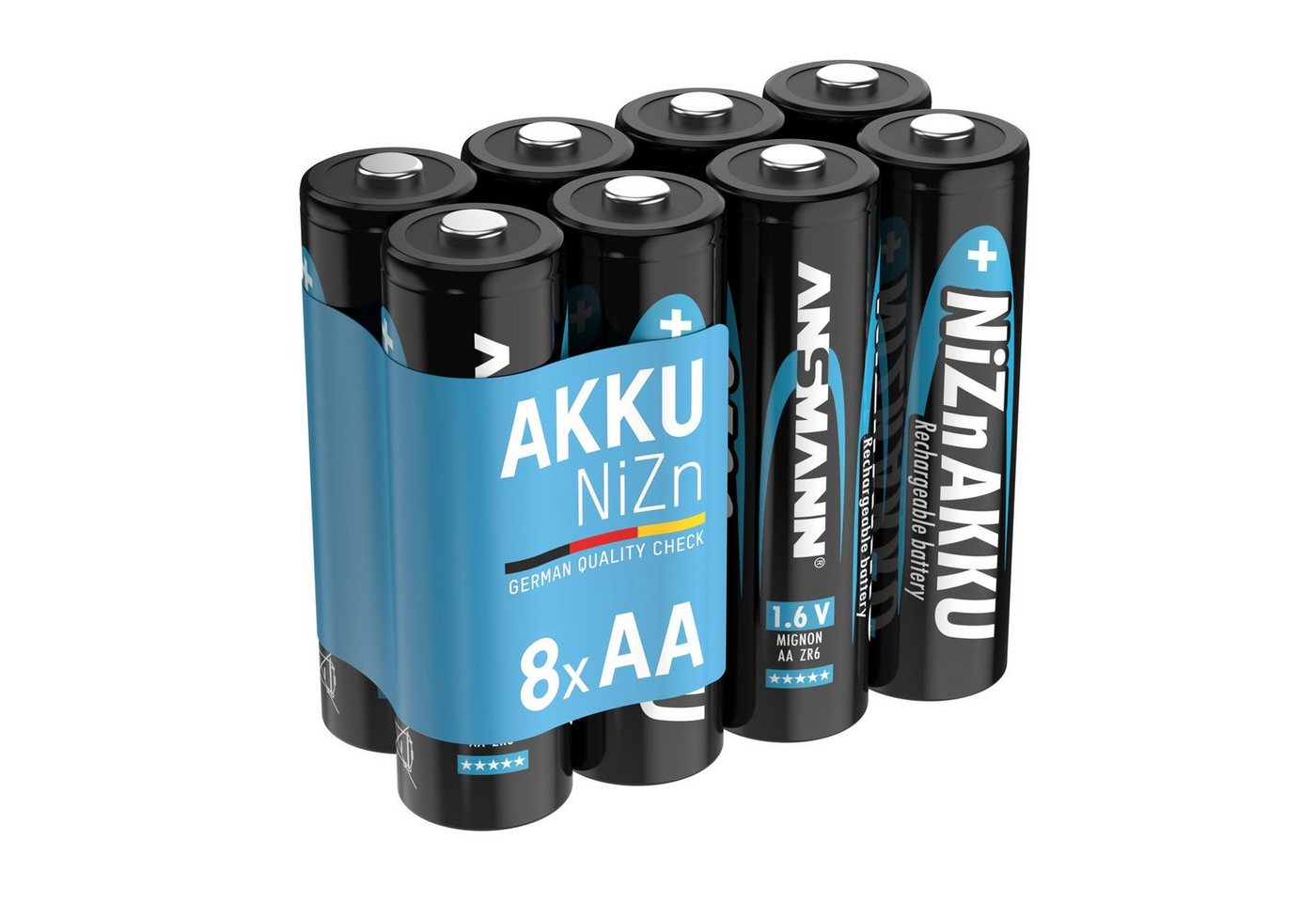 ANSMANN AG Mignon NiZn Akku AA 1,6V 2500mWh, wiederaufladbare Batterien - 8 Stück Akku 1600 mAh (1.6 V) von ANSMANN AG