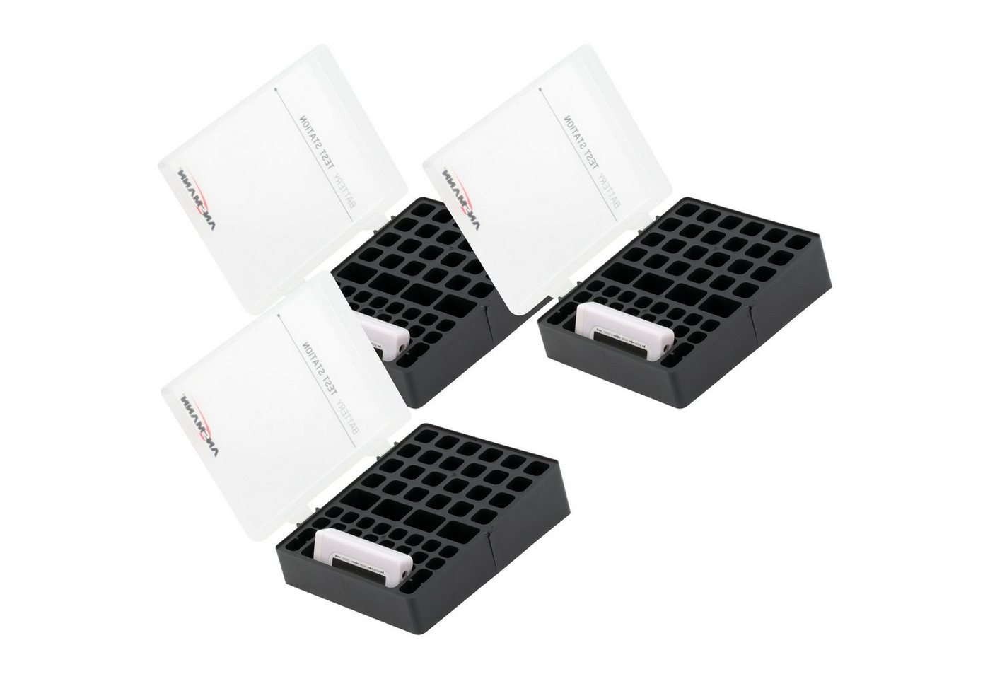 Batteriebox inkl. Akkutester für 48 Stk. AAA, AA & 9V Block Akkus / Batterien - 3 Stück Akku von ANSMANN AG