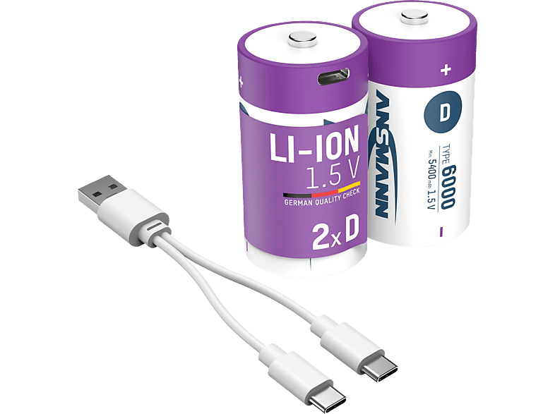 ANSMANN 2er Karton Mono D Typ 6000 Akku, Li-Ion, 1.5 Volt, mAh ANSMANN 2er Karton Mono D Typ 6000 Akku, Li-Ion, 1.5 Volt, mAh von ANSMANN
