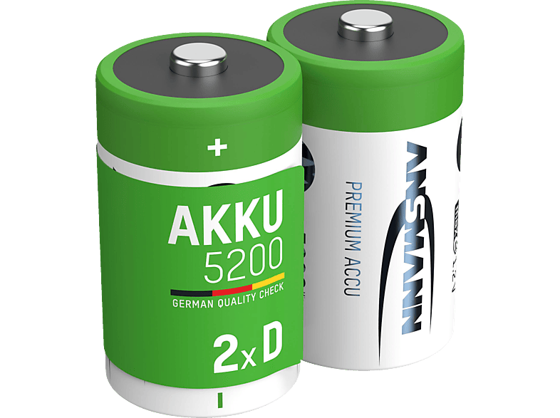 ANSMANN 2er Set NiMH Akku, Nickel-Metallhydrid, 1.2 Volt, 5000 mAh von ANSMANN