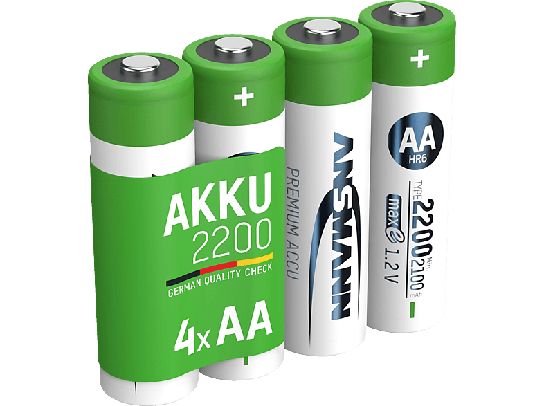 ANSMANN 4er Karton AA Mignon Akku, NiMH, 1.2 Volt, 2900 mAh von ANSMANN