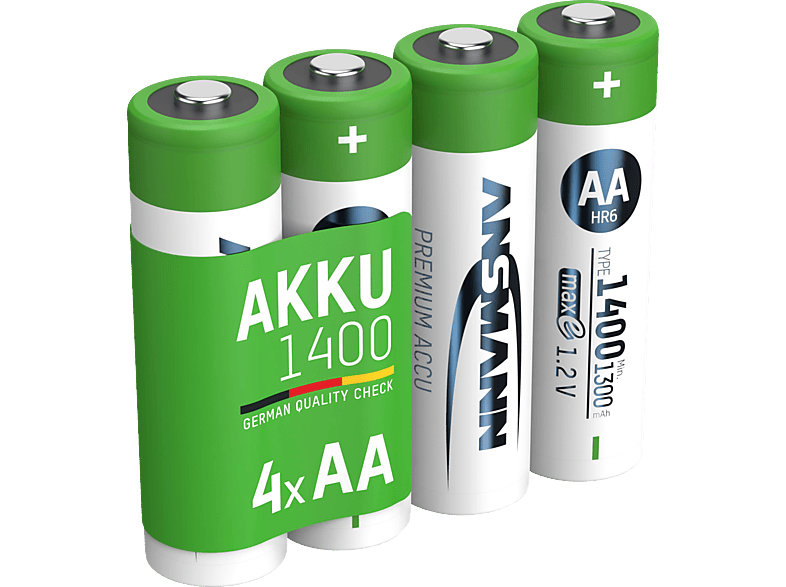 ANSMANN 4er Set NiMH Akku, Nickel-Metallhydrid, 1.2 Volt, 1400 mAh von ANSMANN