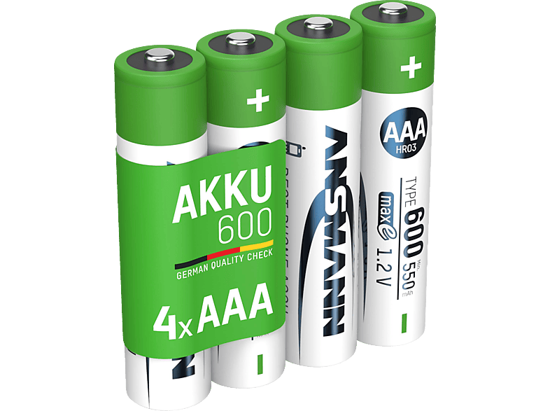 ANSMANN 4er Set NiMH Akku, Nickel-Metallhydrid, 1.2 Volt, 600 mAh ANSMANN 4er Set NiMH Akku, Nickel-Metallhydrid, 1.2 Volt, 600 mAh von ANSMANN