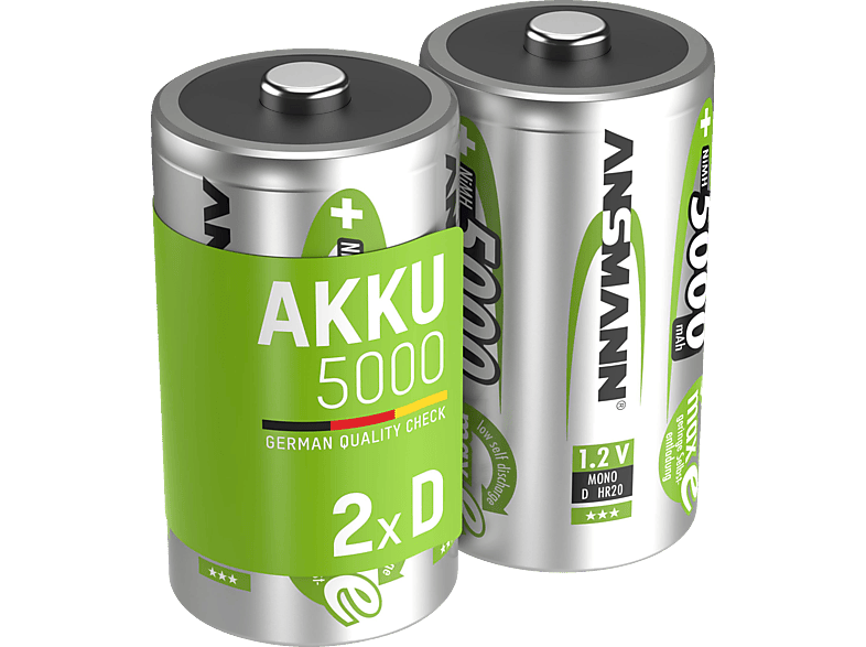 ANSMANN 5030922 D Akku, Ni-MH, 1.2 Volt, 5000 mAh 2 Stück von ANSMANN