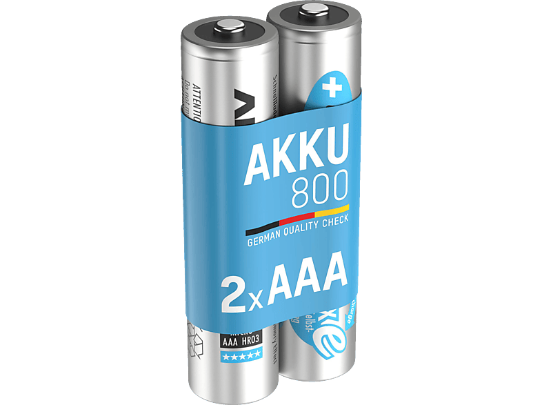 ANSMANN 5030982 NiMH Akku Micro AAA 800mAh maxE Batterie (wiederaufladbar), Ni-MH, 1.2 Volt, 800 mAh 2 Stück von ANSMANN