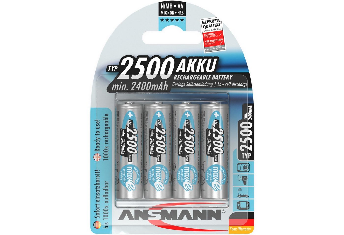 ANSMANN AG Ansmann maxE 2500mAh NiMh, Akku Batterie ANSMANN AG Ansmann maxE 2500mAh NiMh, Akku Batterie von ANSMANN AG