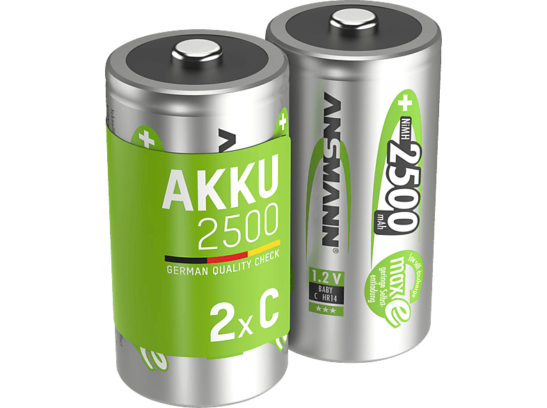 ANSMANN maxE C (Baby) Akku, NiMH, 1.2 Volt, 2500 mAh 2 Stück von ANSMANN