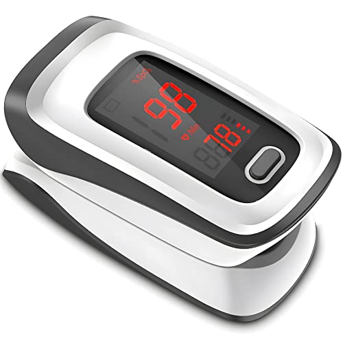 ANSTA Pulsoximeter, Pulsoximeter zur Überwachung von SpO2, Herzfrequenz bei der Messung der Blutsauerstoffsättigung, Großer LED-Bildschirm, Quick and Easy, Grau von ANSTA