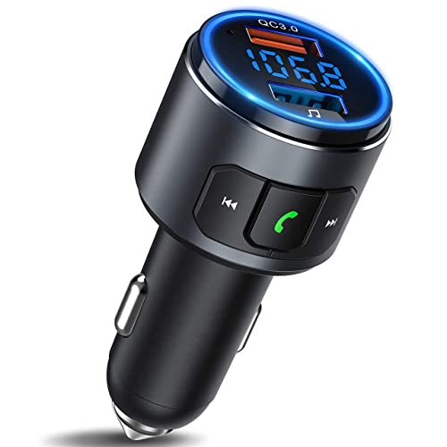 ANSTA erweiterte Bluetooth FM Sender V5.0, Autoradio Sender, Auto drahtlose Bluetooth FM Radio Adapter QC 3.0, mit Dual Ladegerät, USB Memory Stick Halterung, LED von ANSTA