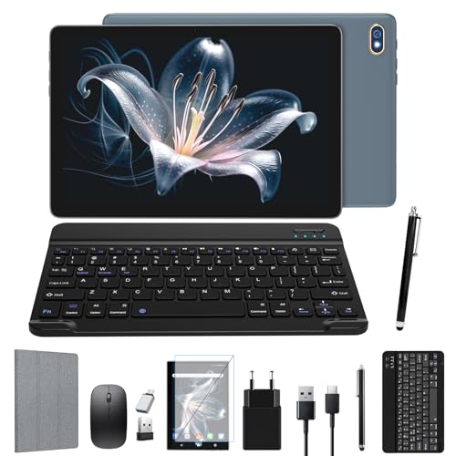 2024 Neueste Android Tablet | 5G+2.4G WLAN Tablet Pc | Octa-Core 128GB ROM(TF 1TB) | 10,1" Touch Display | 3D-Sound | 7000 mAh | 13+8MP | GPS | GMS Certified Tablets mit Tastatur, Stift, Hülle, Grau von ANTEMPER