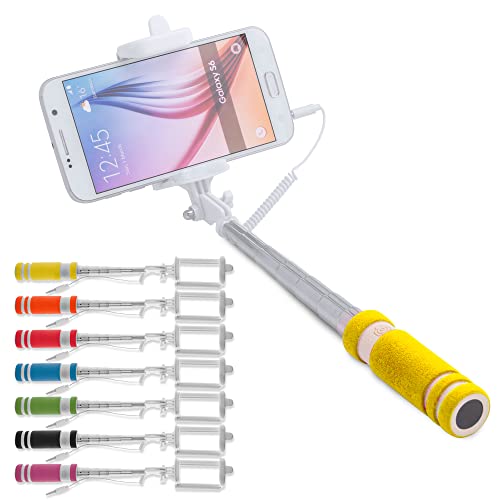 ANTEVIA Matériaux Universeller Selfie-Stick, ultrakompaktes Design mit Aufnahmeknopf | mehr als 10 Modelle | Farbe: Gelb (Paicom Gelb) von ANTEVIA Matériaux