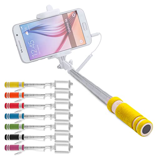 Antevia Selfie-Stick, universal, Design und ultrakompakt, mit Knopf für Aufnahme, mehr als 10 Modelle, Gelb (Paicom gelb) von ANTEVIA Matériaux