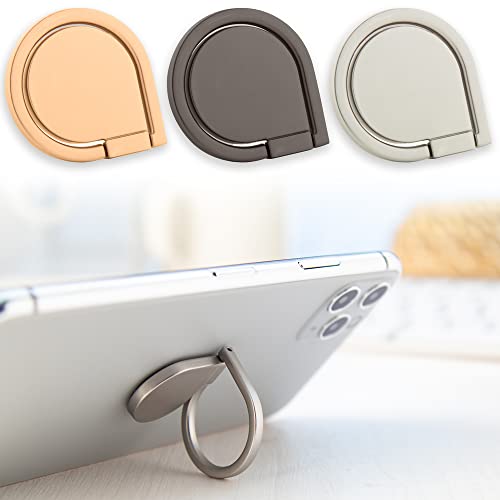 Antevia Ringhalterung für Telefon, universell, um 360 Grad drehbar, aus Metall, mehr als 10 Modelle, Fingerring für Smartphone, Farbe: Grau (Zring Grau) von ANTEVIA Matériaux