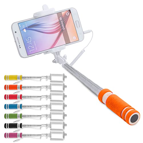 Antevia Universal-Selfie-Stick, Design und ultrakompakt, mit Knopf, Klinkenstecker, mehr als 10 Modelle, Farbe: Orange (Paicom Orange) von ANTEVIA Matériaux