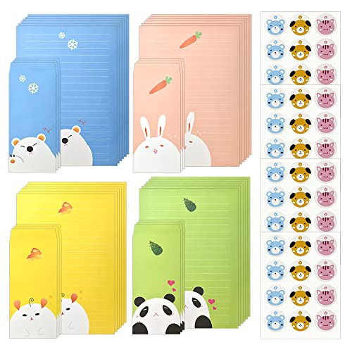 ANTHYTA 48 Blatt Briefpapier mit Umschlag Kinder Umschläge Schreibpapier Set Cartoon Stil 24Pcs Briefumschläge & 48Pcs Aufkleber Motivpapier Briefpapier Niedliche Tier Design für Kinder Schreibwaren ANTHYTA 48 Blatt Briefpapier mit Umschlag Kinder Umschläge Schreibpapier Set Cartoon Stil 24Pcs Briefumschläge & 48Pcs Aufkleber Motivpapier Briefpapier Niedliche Tier Design für Kinder Schreibwaren von ANTHYTA