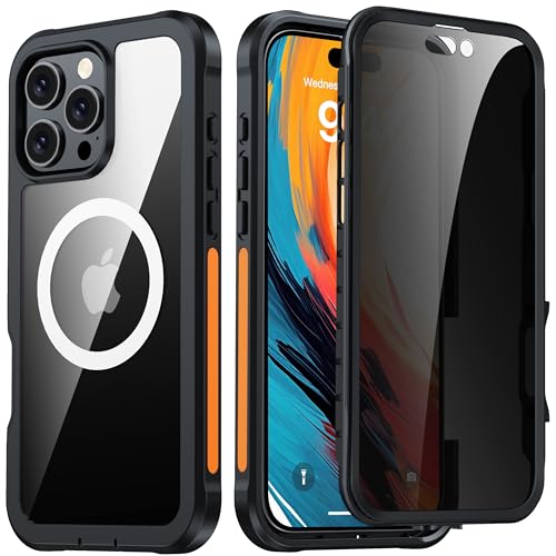 ANTSHARE 360 Grad für iPhone 16 Pro Max Hülle mit Magsafe,Eingebaut Privacy Panzerglas Displayschutz,Komplettschutz HandyHülle Magnetisch Stoßfest Case für iPhone 16 Pro Max Schutzhüllen 6,9 Zoll von ANTSHARE