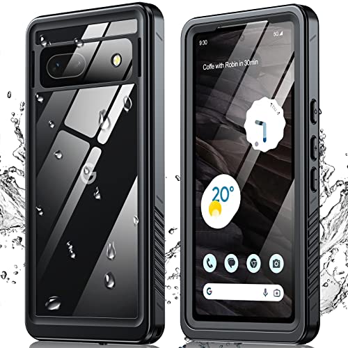 ANTSHARE Google Pixel 7A Case, IP68 Waterproof with Built-in Screen Protector, Fully Sealed, Heavy Duty, Shockproof, Dustproof, Snowproof, Transparent - Black von ANTSHARE