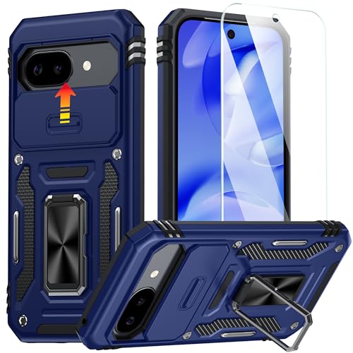ANTSHARE Kompatibel mit Google Pixel 9A Hülle,[Slide Kameraabdeckung & Displayschutz] [Magnetischer Robust Standring] TOP Militärschutz Stoßfest Kratzfeste Handyhülle Google Pixel 9A Case(Blau) von ANTSHARE