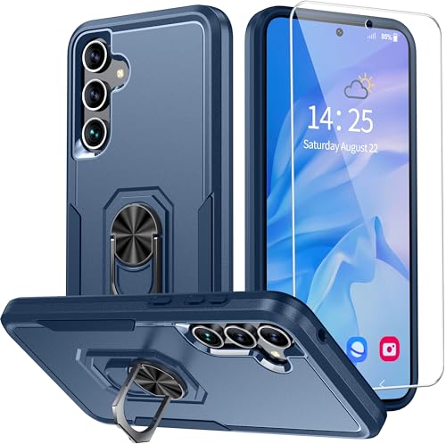 ANTSHARE Samsung Galaxy A35 5G Hülle mit Drehbarer Kickstand Ring,[1 * 9H Stück Hartglas Schutzfolie] Samsung A35 5G Hülle,Samsung A35 Hülle Stoßfest Kratzfest -Blau von ANTSHARE