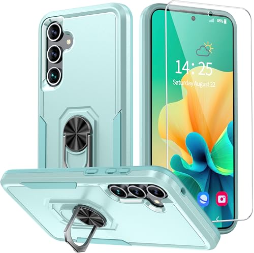 ANTSHARE Samsung Galaxy A35 5G Hülle mit Drehbarer Kickstand Ring,[1 * 9H Stück Hartglas Schutzfolie] Samsung A35 5G Hülle,Samsung A35 Hülle Stoßfest Kratzfest -Grün von ANTSHARE