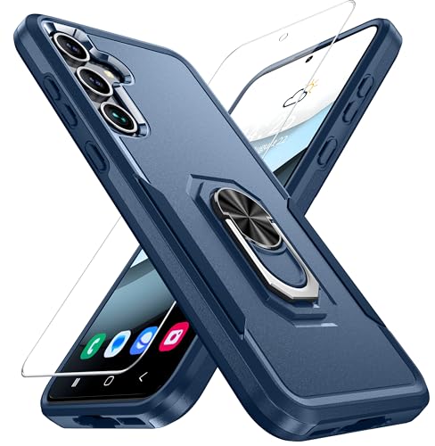 ANTSHARE Samsung Galaxy A55 5G Hülle, Handyhülle Samsung A55 5G [360° drehbarer Metallständer] mit 1 Stück Schutzfolie, Stoßfest für Samsung A55 5G Hülle(TPU + PC) -Blau von ANTSHARE