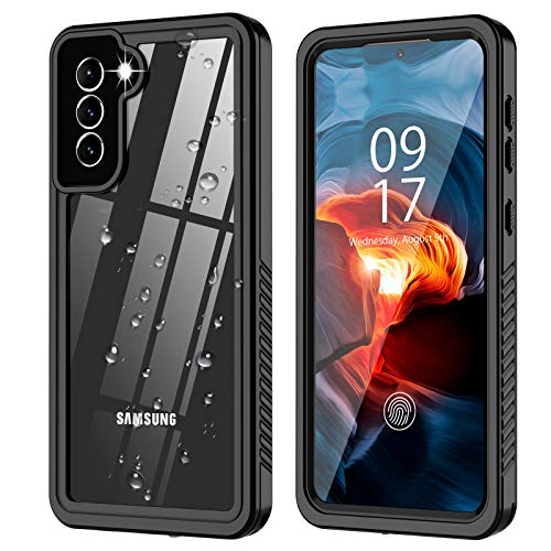 ANTSHARE Samsung Galaxy S21 + Plus Case, Waterproof Shockproof Case with Built-in Screen Protector, Heavy Duty 360 Degree Protective Cover for Samsung S21 Plus (Black/Clear) von ANTSHARE