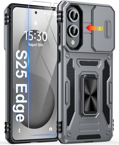 ANTSHARE Schutzhülle für Samsung Galaxy S25 Edge, 9H-Displayschutzfolie, Schiebe-Kamera-Abdeckung und drehbarer Ständer, militärischer Schutz, stoßfest, kratzfest, für Samsung S25 Edge 17 cm (6,7 Zoll ANTSHARE Schutzhülle für Samsung Galaxy S25 Edge, 9H-Displayschutzfolie, Schiebe-Kamera-Abdeckung und drehbarer Ständer, militärischer Schutz, stoßfest, kratzfest, für Samsung S25 Edge 17 cm (6,7 Zoll von ANTSHARE
