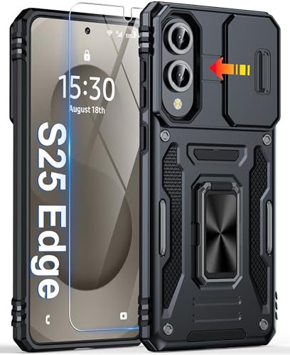 ANTSHARE Schutzhülle für Samsung Galaxy S25 Edge, 9H-Displayschutzfolie, Schiebe-Kamera-Abdeckung und drehbarer Ständer, militärischer Schutz, stoßfest, kratzfest, für Samsung S25 Edge 17 cm (6,7 Zoll ANTSHARE Schutzhülle für Samsung Galaxy S25 Edge, 9H-Displayschutzfolie, Schiebe-Kamera-Abdeckung und drehbarer Ständer, militärischer Schutz, stoßfest, kratzfest, für Samsung S25 Edge 17 cm (6,7 Zoll von ANTSHARE